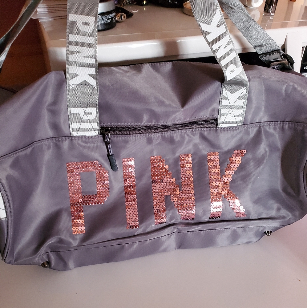 Grey "Pink" gym bag